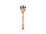Rose gold Princess Cut Aquamarine Solitaire Engagement Ring with Celtic Knot Band and Four-Prong Setting_2