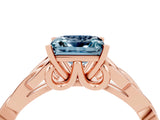 Rose gold Princess Cut Aquamarine Solitaire Engagement Ring with Celtic Knot Band and Four-Prong Setting_4