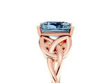 Rose gold Princess Cut Aquamarine Solitaire Engagement Ring with Celtic Knot Band and Four-Prong Setting_5