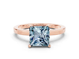 Rose gold Princess Cut Aquamarine Solitaire Engagement Ring with Classic Band and Four-Prong Setting_24