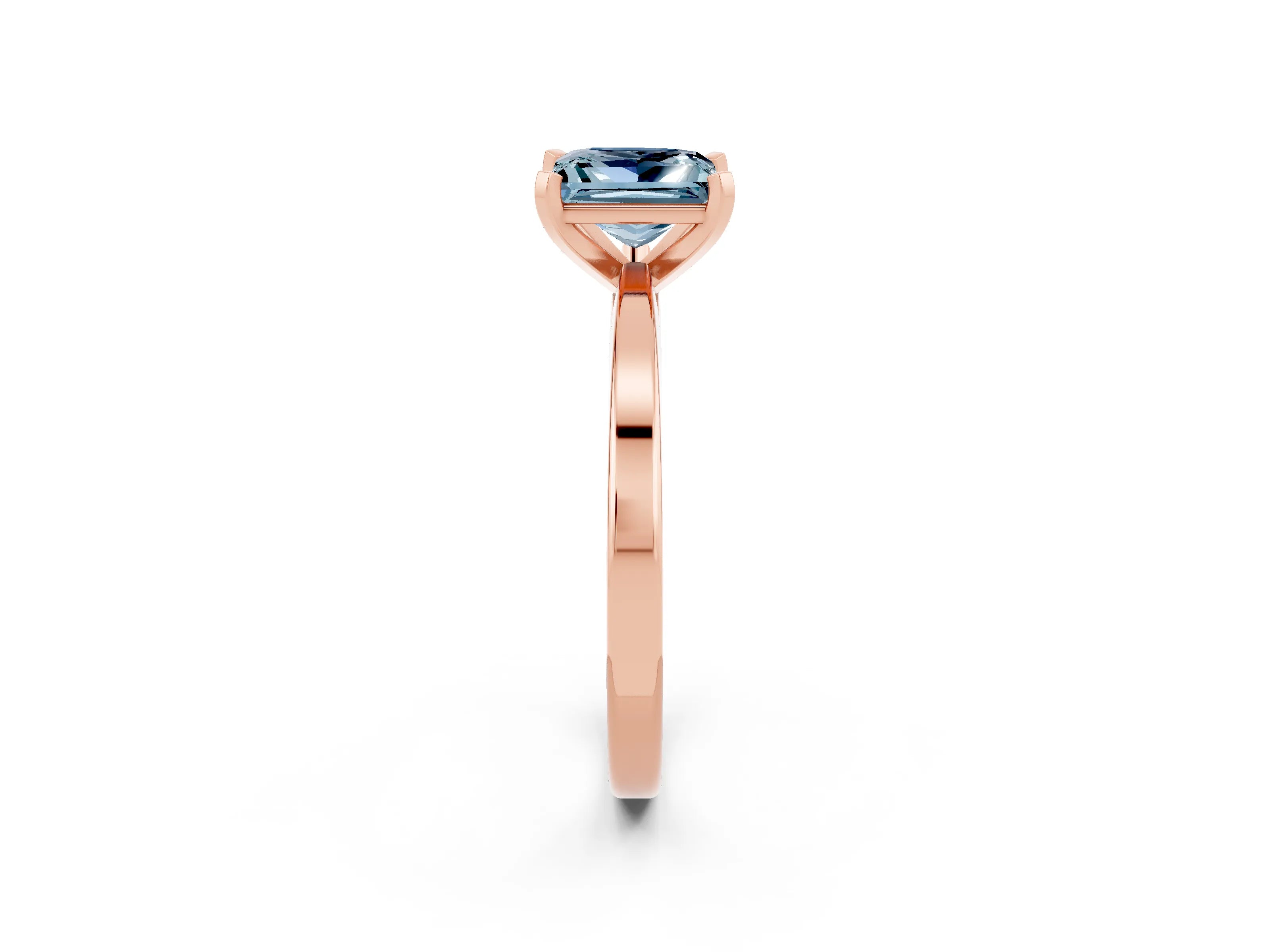 Rose gold Princess Cut Aquamarine Solitaire Engagement Ring with Classic Band and Four-Prong Setting_26