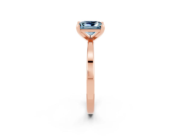 Rose gold Princess Cut Aquamarine Solitaire Engagement Ring with Classic Band and Four-Prong Setting