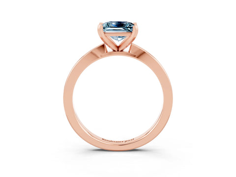 Rose gold Princess Cut Aquamarine Solitaire Engagement Ring with Classic Band and Four-Prong Setting_27