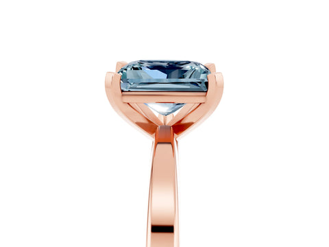 Rose gold Princess Cut Aquamarine Solitaire Engagement Ring with Classic Band and Four-Prong Setting_29