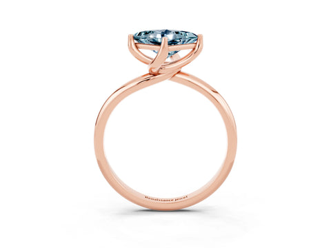 Rose gold Princess Cut Aquamarine Solitaire Engagement Ring with Four-Prong Setting and Classic Band_15