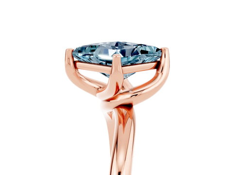 Rose gold Princess Cut Aquamarine Solitaire Engagement Ring with Four-Prong Setting and Classic Band_17