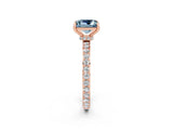 Rose gold Princess Cut Aquamarine Solitaire Engagement Ring with Pavé Band and Four-Prong Setting_2