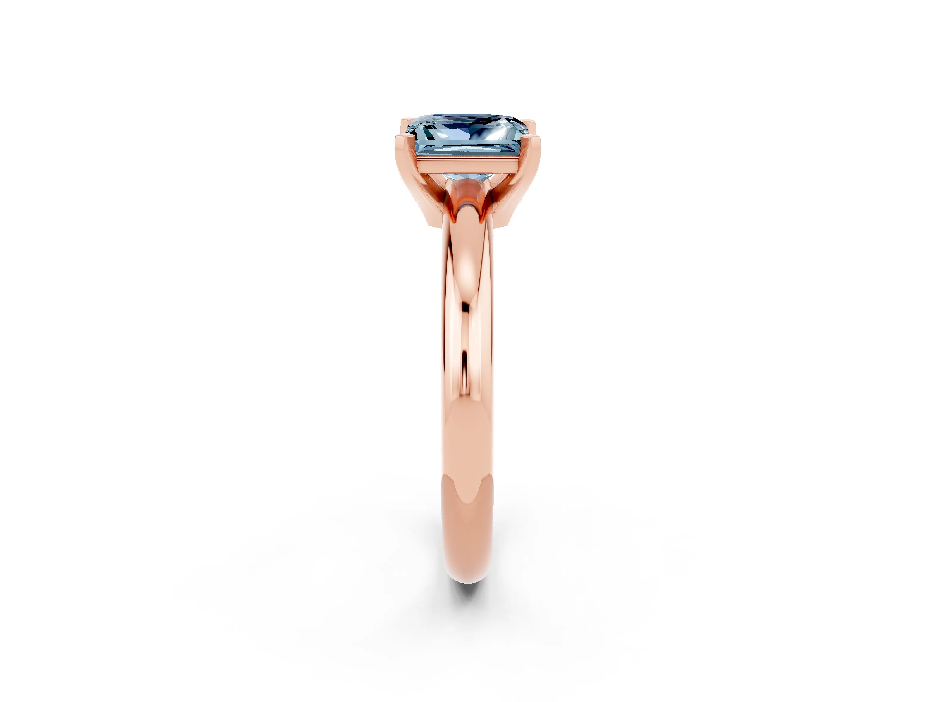 Rose gold Princess Cut Aquamarine Solitaire Engagement Ring with Round Band and Four-Prong Setting_2