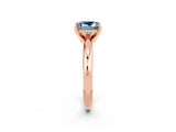 Rose gold Princess Cut Aquamarine Solitaire Engagement Ring with Round Band and Four-Prong Setting_2