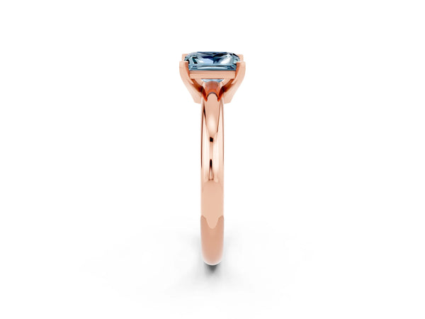 Rose gold Princess Cut Aquamarine Solitaire Engagement Ring with Round Band and Four-Prong Setting