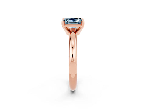 Rose gold Princess Cut Aquamarine Solitaire Engagement Ring with Round Band and Four-Prong Setting_2