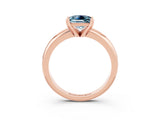 Rose gold Princess Cut Aquamarine Solitaire Engagement Ring with Round Band and Four-Prong Setting_3