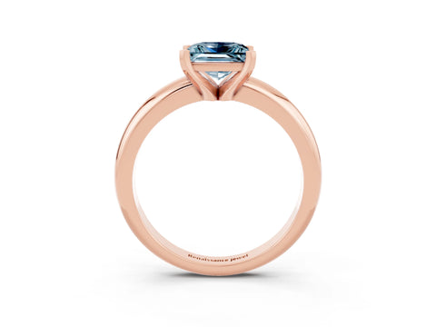 Rose gold Princess Cut Aquamarine Solitaire Engagement Ring with Round Band and Four-Prong Setting_3