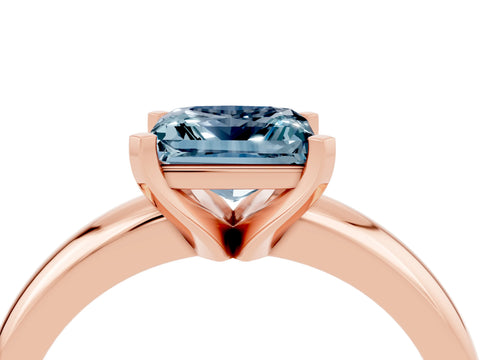Rose gold Princess Cut Aquamarine Solitaire Engagement Ring with Round Band and Four-Prong Setting_4