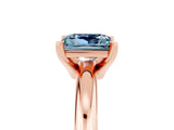 Rose gold Princess Cut Aquamarine Solitaire Engagement Ring with Round Band and Four-Prong Setting_5