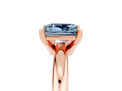 Rose gold Princess Cut Aquamarine Solitaire Engagement Ring with Round Band and Four-Prong Setting_5