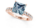 Rose gold Princess Cut Aquamarine Solitaire Pavé Band with Four-Prong Setting_1