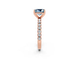 Rose gold Princess Cut Aquamarine Solitaire Pavé Band with Four-Prong Setting_2