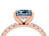Rose gold Princess Cut Aquamarine Solitaire Pavé Band with Four-Prong Setting_4
