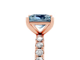 Rose gold Princess Cut Aquamarine Solitaire Pavé Band with Four-Prong Setting_5