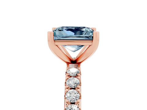 Rose gold Princess Cut Aquamarine Solitaire Pavé Band with Four-Prong Setting_5
