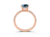 Rose gold Princess Cut Aquamarine Solitaire Pavé Engagement Ring with Round Band and Prong Setting_15