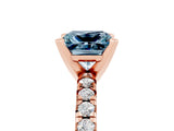 Rose gold Princess Cut Aquamarine Solitaire Pavé Engagement Ring with Round Band and Prong Setting_17