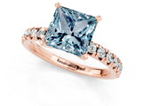 Rose gold Princess Cut Aquamarine Solitaire Pavé Engagement Ring with Round Band and Prong Setting_67