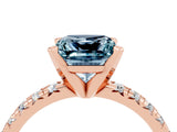 Rose gold Princess Cut Aquamarine Solitaire Pavé Engagement Ring with Round Band and Prong Setting_70