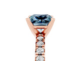 Rose gold Princess Cut Aquamarine Solitaire Pavé Engagement Ring with Round Band and Prong Setting_71