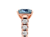 Rose gold Princess Cut Aquamarine Solitaire Ring with Cathedral Setting and Pavé Band_5