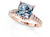 Rose gold Princess Cut Aquamarine Solitaire Ring with Crossover Gallery and Round  Pavé Band_13