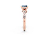 Rose gold Princess Cut Aquamarine Solitaire Ring with Crossover Gallery and Round  Pavé Band_14