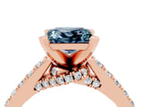 Rose gold Princess Cut Aquamarine Solitaire Ring with Crossover Gallery and Round  Pavé Band_16