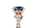 Rose gold Princess Cut Aquamarine Solitaire Ring with Crossover Gallery and Round  Pavé Band_41