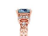 Rose gold Princess Cut Aquamarine Solitaire Ring with Filigree Band and Four-Prong Setting_41