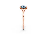 Rose gold Princess Cut Aquamarine Solitaire Ring with Flower Prong Setting and Classic Band_14