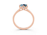 Rose gold Princess Cut Aquamarine Solitaire Ring with Flower Prong Setting and Classic Band_15
