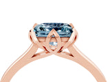 Rose gold Princess Cut Aquamarine Solitaire Ring with Flower Prong Setting and Classic Band_16