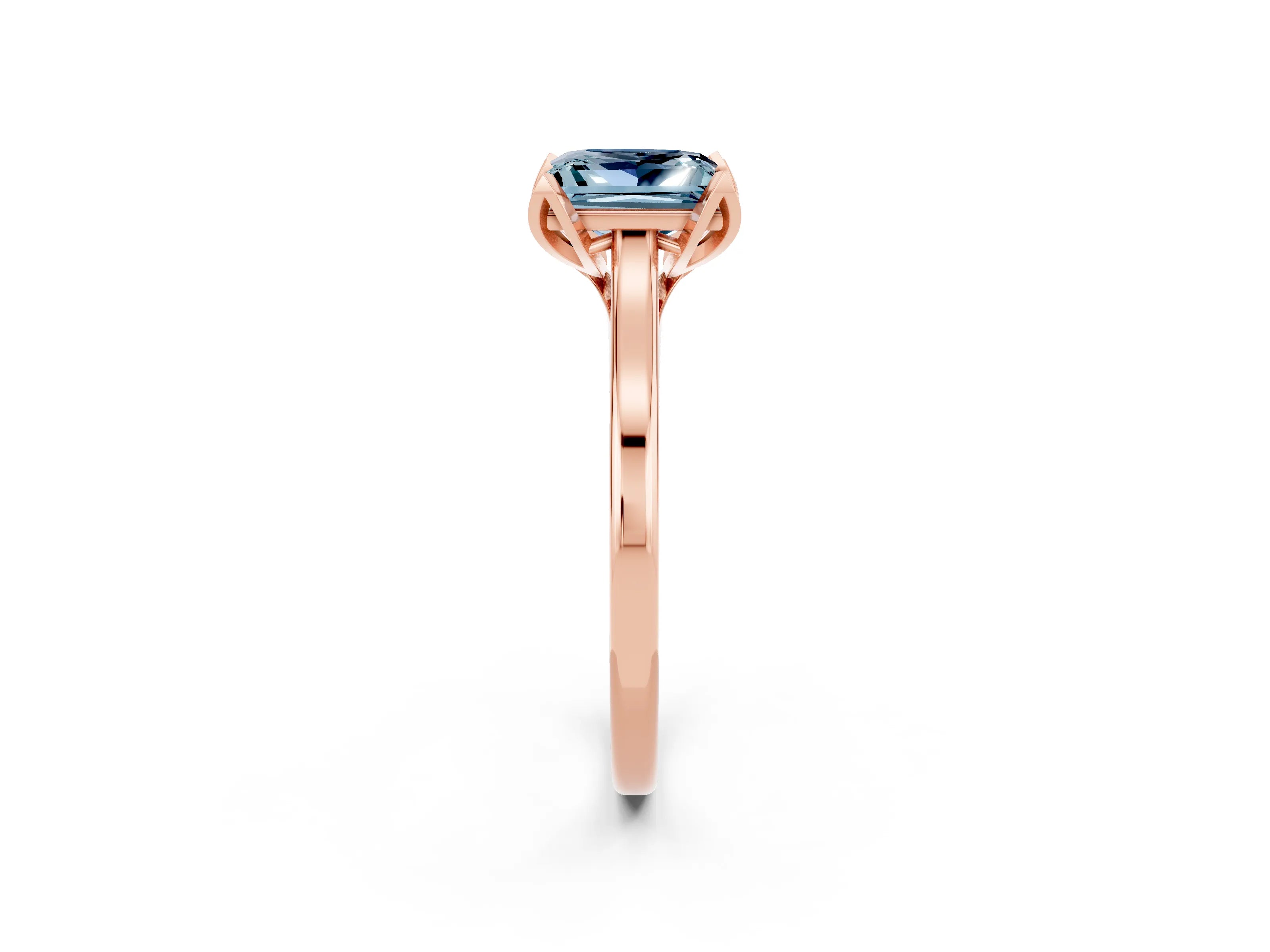 Rose gold Princess Cut Aquamarine Solitaire Ring with Flower Prong Setting and Classic Band_38