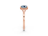 Rose gold Princess Cut Aquamarine Solitaire Ring with Flower Prong Setting and Classic Band_38