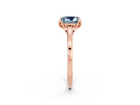 Rose gold Princess Cut Aquamarine Solitaire Ring with Flower Prong Setting and Classic Band_38