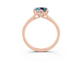 Rose gold Princess Cut Aquamarine Solitaire Ring with Flower Prong Setting and Classic Band_39