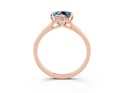 Rose gold Princess Cut Aquamarine Solitaire Ring with Flower Prong Setting and Classic Band_39