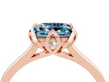 Rose gold Princess Cut Aquamarine Solitaire Ring with Flower Prong Setting and Classic Band_40