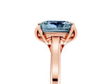 Rose gold Princess Cut Aquamarine Solitaire Ring with Flower Prong Setting and Classic Band_41