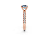 Rose gold Princess Cut Aquamarine Solitaire Ring with Pavé Accents and Four-Prong Setting_2