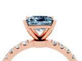 Rose gold Princess Cut Aquamarine Solitaire Ring with Pavé Accents and Four-Prong Setting_4