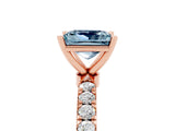 Rose gold Princess Cut Aquamarine Solitaire Ring with Pavé Accents and Four-Prong Setting_5