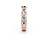 Rose gold Princess Cut Aquamarine Solitaire Ring with Pavé and Channel Set Band_2